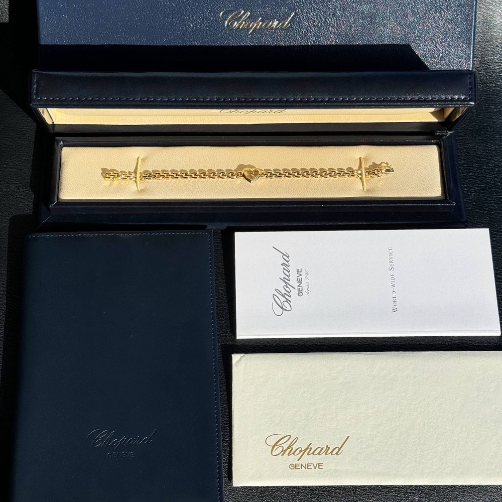 Vintage Chopard Happy Diamonds 18k yellow gold Heart panther link 0.07Ct Floatin - Picture 3 of 13